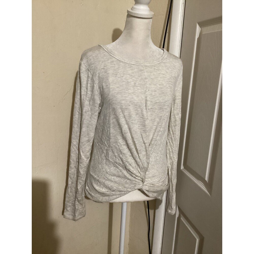 Drew Shirt Womens Small Gray Long Sleeve Knot Front Lightweight Pullover Top